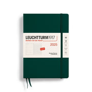 Leuchtturm1917 Leuchtturm 2025 Hardcover Diary - Weekly Notebook, A5, Forest Green