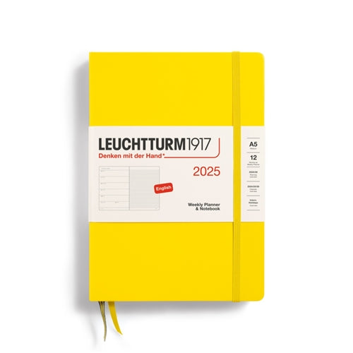 Leuchtturm1917 Leuchtturm 2025 Hardcover Diary - Weekly Notebook, A5, Lemon