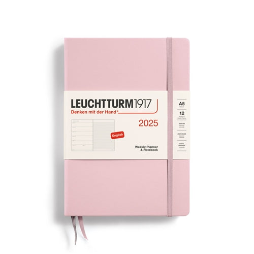 Leuchtturm1917 Leuchtturm 2025 Hardcover Diary - Weekly Notebook, A5, Powder Pink