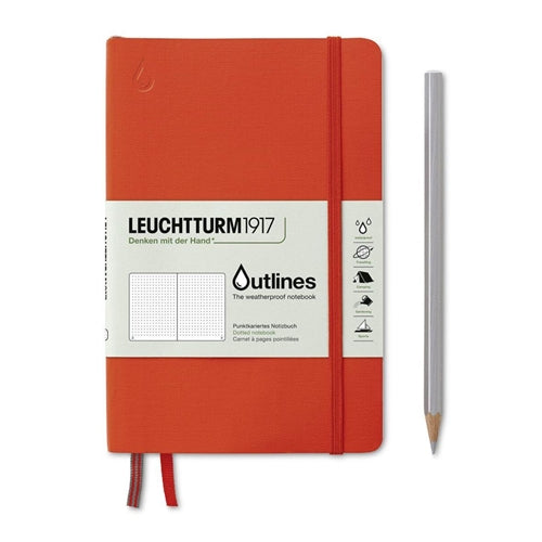 Leuchtturm1917 Leuchtturm1917 Outlines Weatherproof Notebook - Dotted, B6+, Signal Orange