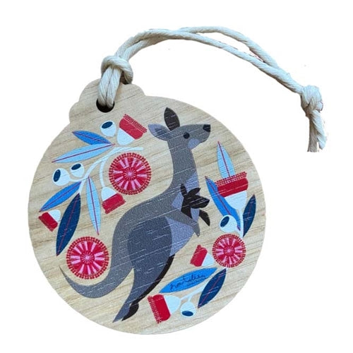 Little Hello Studio Little Hello Studio Wooden Decoration - Small Round, Eastern Grey Kangaroo