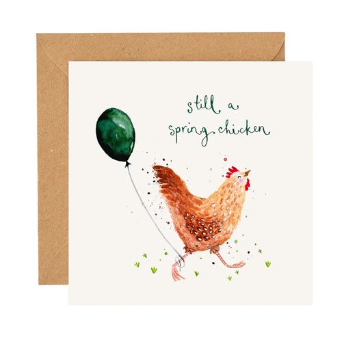 Louise Mulgrew Louise Mulgrew Birthday Card - Still a Spring Chicken