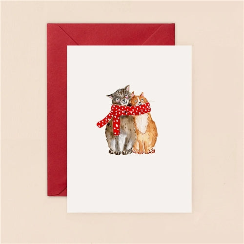 Louise Mulgrew Louise Mulgrew Christmas Gift Card - Cosy Cats and Scarf (120x90mm)