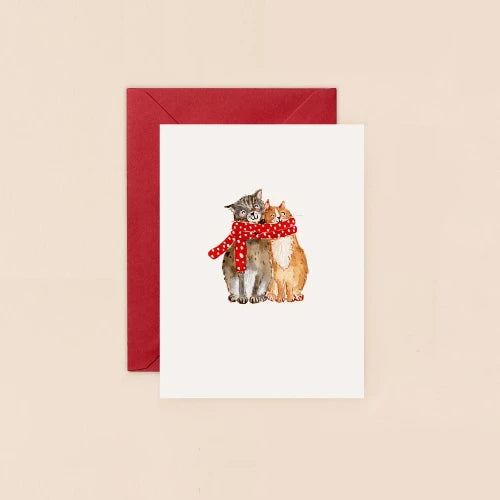 Louise Mulgrew Louise Mulgrew Mini Christmas Card - Cosy Cats and Scarf