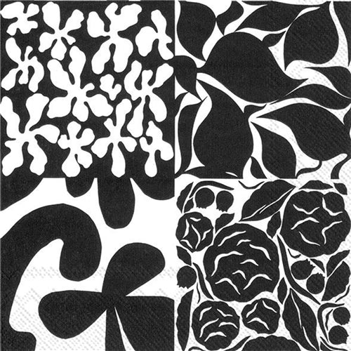 Marimekko Marimekko Napkin - Dinner, Ruudut Black