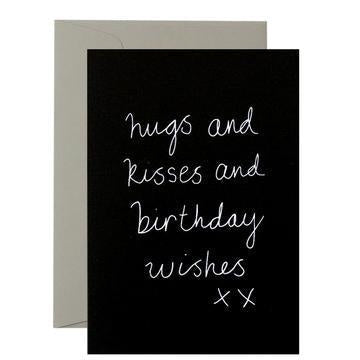 Me & Amber Me & Amber Birthday Card - Birthday Wishes, White Ink on Black