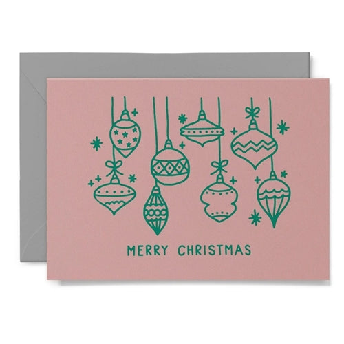 Me & Amber Me & Amber Christmas Card - Christmas Decorations, Green on Pink