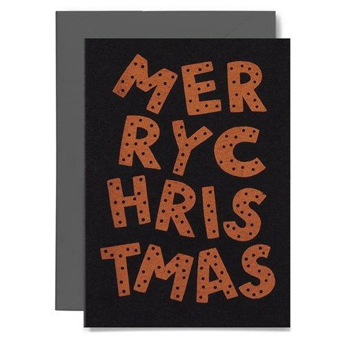 Me & Amber Me & Amber Christmas Card - Polkadot Christmas, Copper on Black