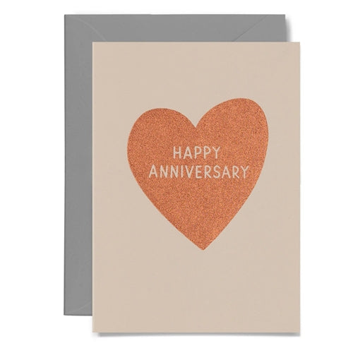 Me & Amber Me & Amber Greeting Card - Anniversary Heart, Copper on Blush