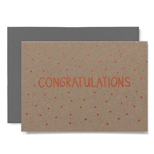Me & Amber Me & Amber Greeting Card - Confetti Congrats, Copper Ink on Kraft