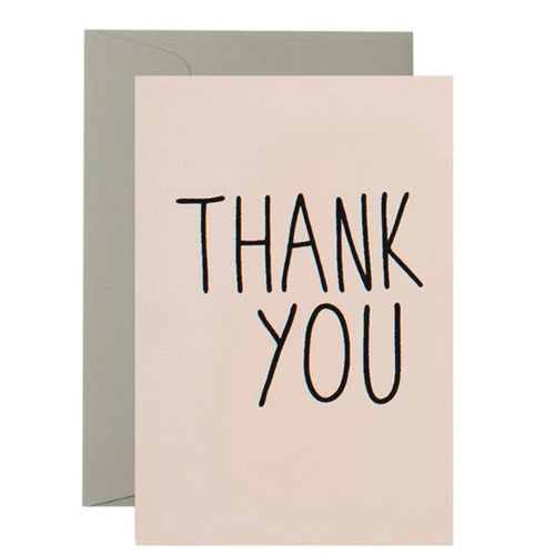 Me & Amber Me & Amber Thank You Card - Slim Thank You, Black Ink on Blush