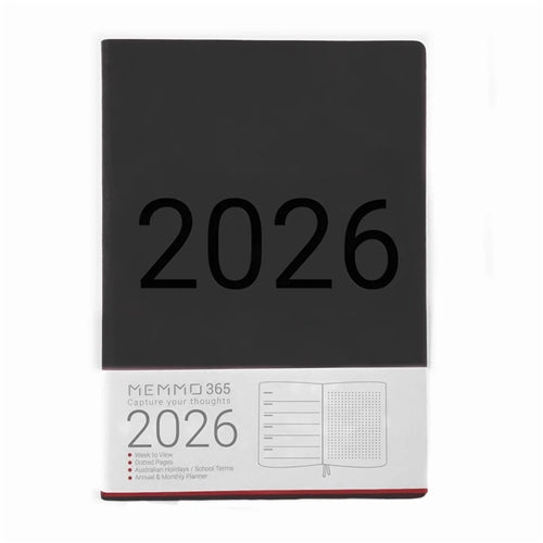 Memmo 2026 Memmo Weekly + Notes Diary - A5, Softcover, Black