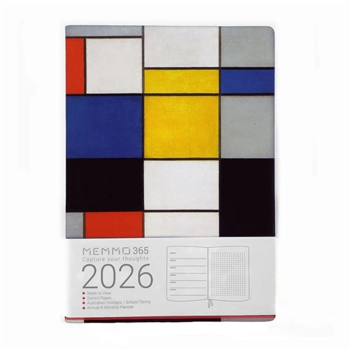 Memmo 2026 Memmo Weekly + Notes Diary - A5, Softcover, Mondrian