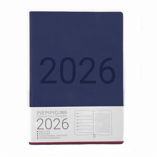 Memmo 2026 Memmo Weekly + Notes Diary - A5, Softcover, Navy
