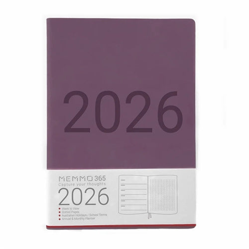 Memmo 2026 Memmo Weekly + Notes Diary - A5, Softcover, Purple