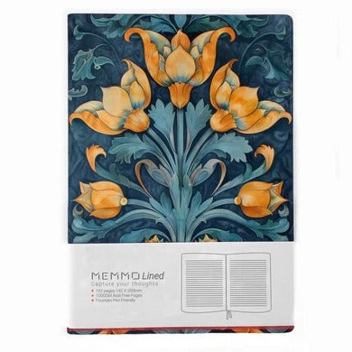 Memmo MEMMO Softcover Notebook - A5, Lined, Flora