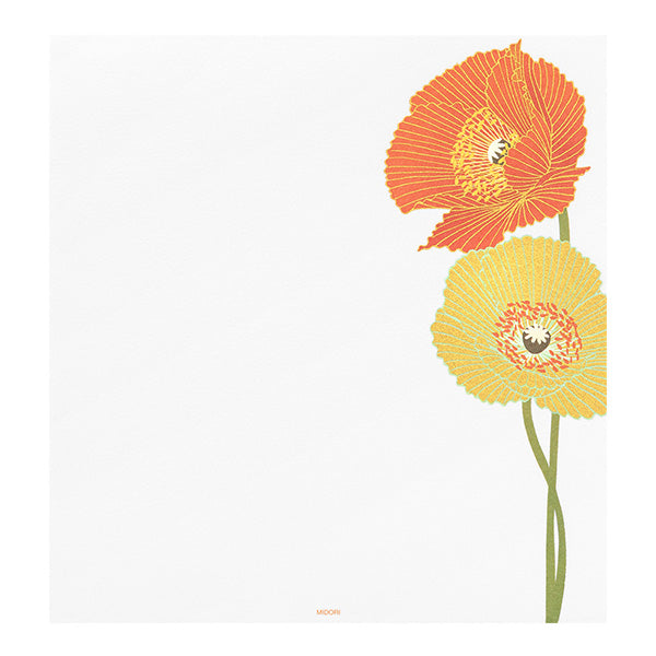 Midori Midori Kami Letter Set - Paper Series - Spring, Poppies