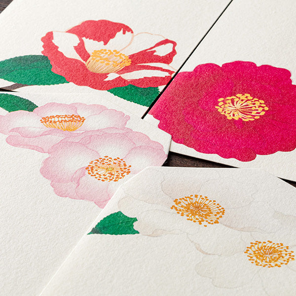 Midori Midori Kami Letter Set - Paper Series - Winter, Camellia