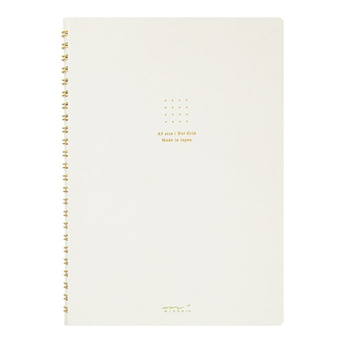 Midori Midori MD Colour Ring Notebook - A5, White, Dot Grid