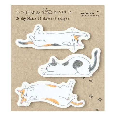 Midori Midori Sticky Notes - Stretching Cats