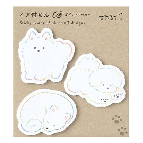 Midori Midori Sticky Notes - White Dogs