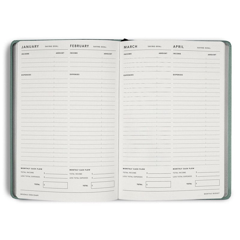MiGoals 2026 MiGoals "From The Little Things" Weekly + Notes Diary - A5, Soft Cover, Sea Green