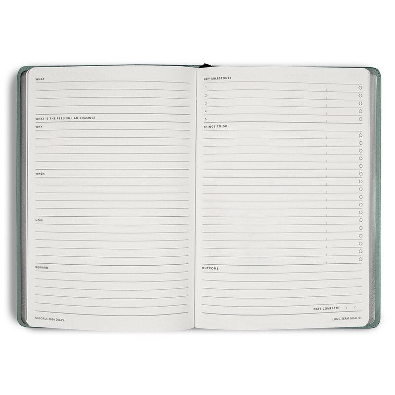 MiGoals 2026 MiGoals "From The Little Things" Weekly + Notes Diary - A5, Soft Cover, Sea Green