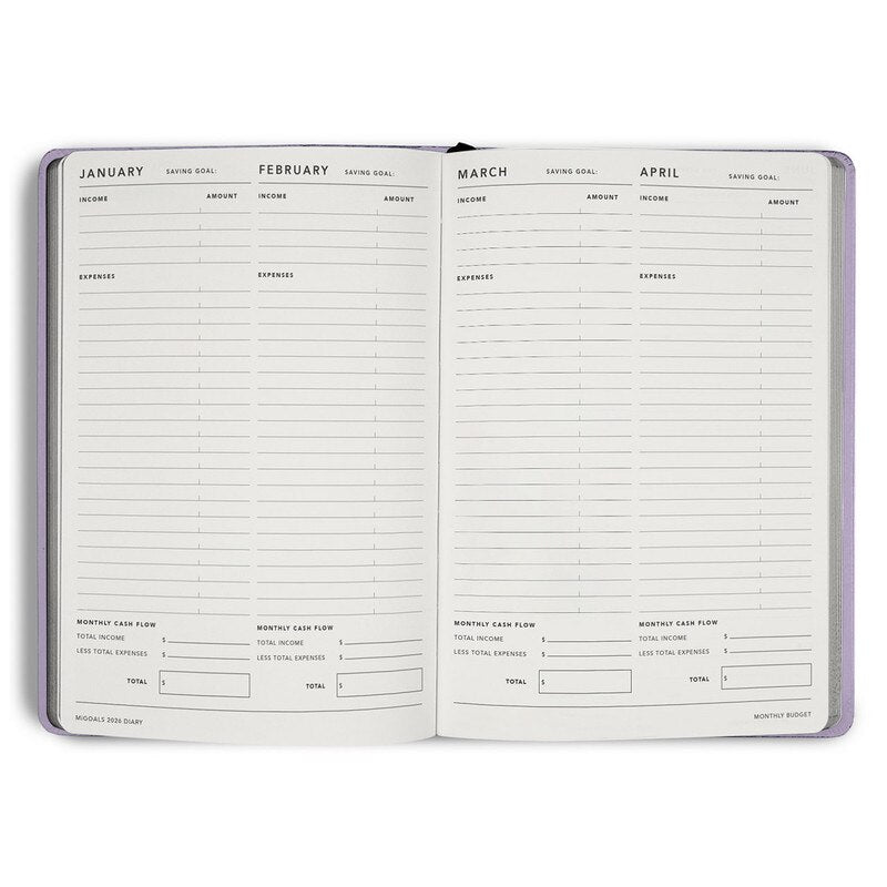 MiGoals 2026 MiGoals "From The Little Things" Weekly Spread Diary - A5, Soft Cover, Lilac