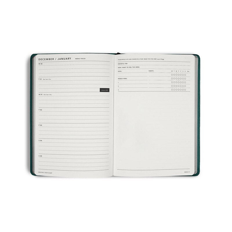 MiGoals 2026 Migoals Weekly + Notes Diary - A5, Soft Cover, Element Blue
