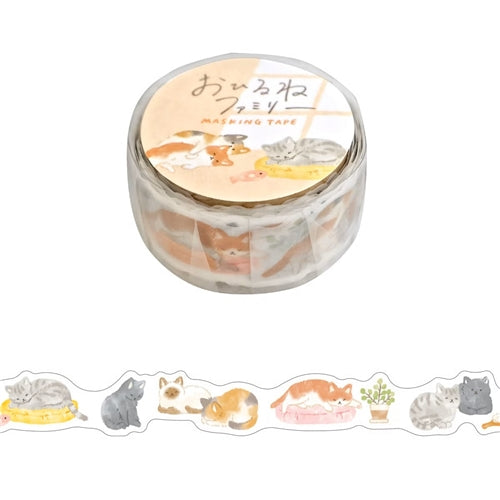 Mindwave Mindwave Die-Cut Washi Tape - "Ohirune" Series, Cat Family 2