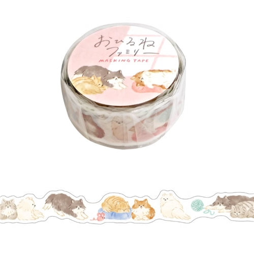 Mindwave Mindwave Die-Cut Washi Tape - "Ohirune" Series, Cat Family