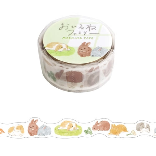 Mindwave Mindwave Die-Cut Washi Tape - "Ohirune" Series, Rabbit Family