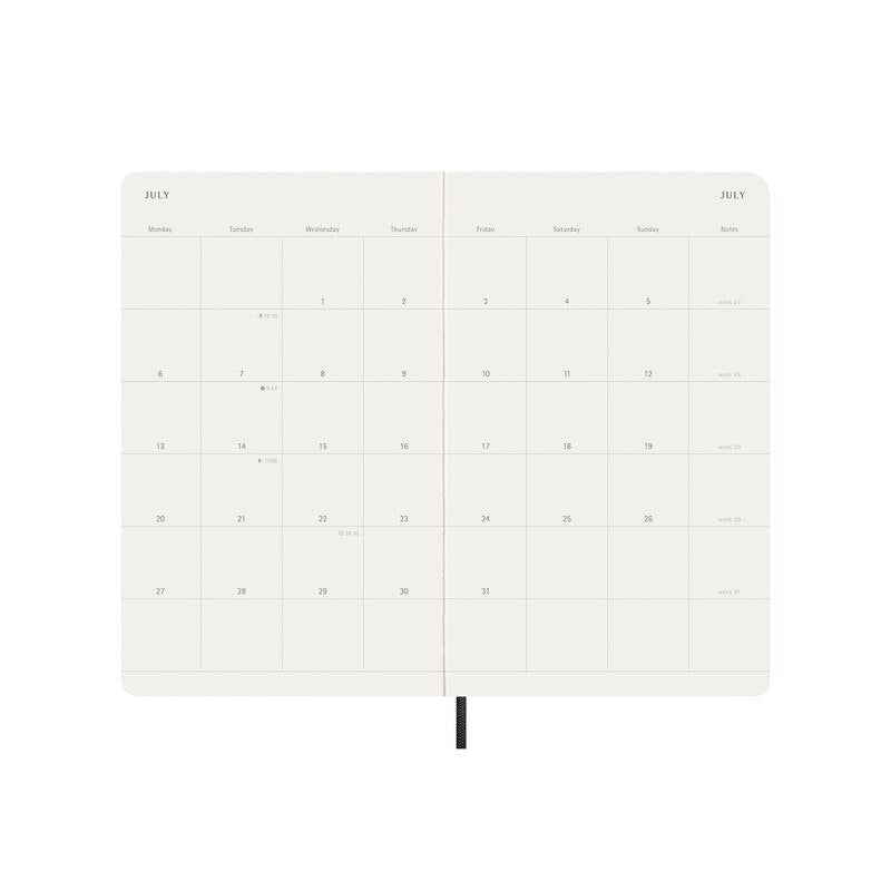 Moleskine 2026 Moleskine 12-Month Monthly Diary - Large, Soft Cover, Black