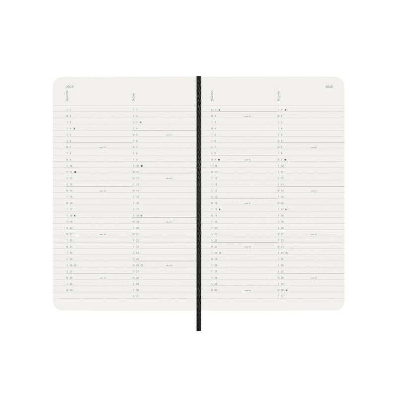 Moleskine 2026 Moleskine 12-Month Monthly Diary - Large, Soft Cover, Black