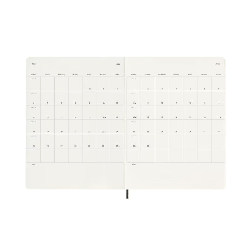 Moleskine 2026 Moleskine 12-Month Weekly Notebook Diary - Extra Large, Soft Cover, Black