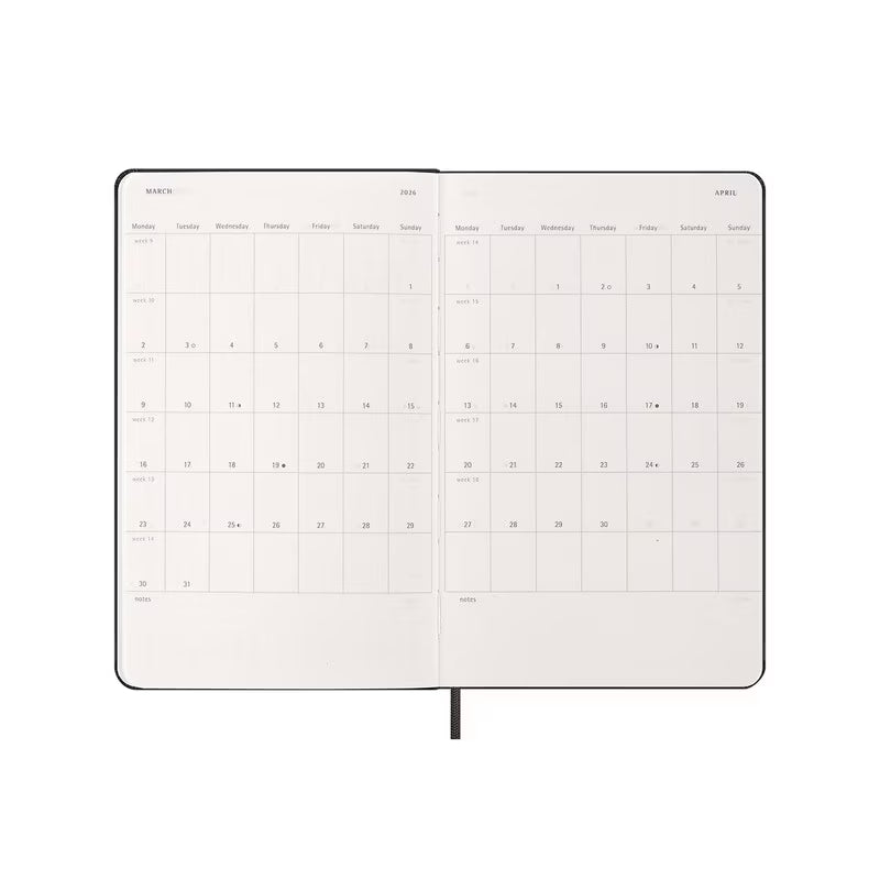 Moleskine 2026 Moleskine 12-Month Weekly Notebook Diary - Large, Hard Cover, Black