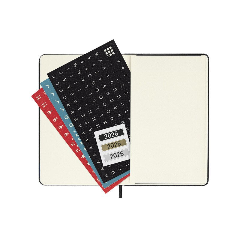 Moleskine 2026 Moleskine 12-Month Weekly Vertical Diary - Pocket, Hard Cover, Black