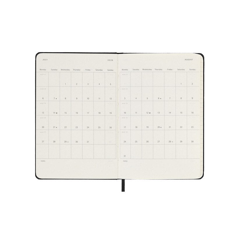 Moleskine 2026 Moleskine 12-Month Weekly Vertical Diary - Pocket, Hard Cover, Black