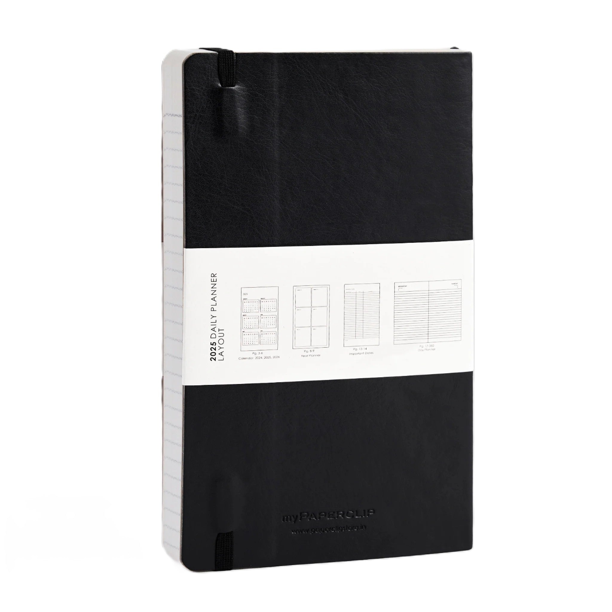 myPaperclip 2026 myPAPERCLIP Vegan Leather Daily Planner - A5 Slim, Softcover, Black
