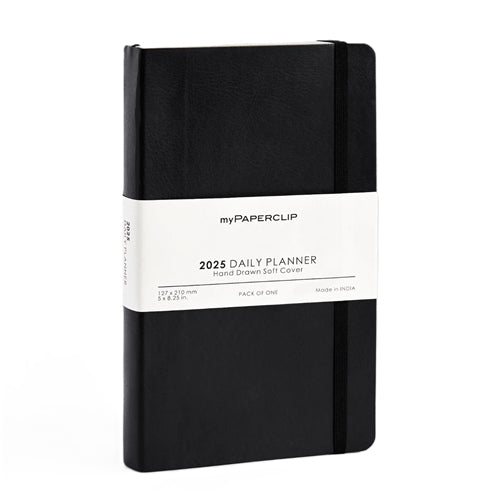 myPaperclip 2026 myPAPERCLIP Vegan Leather Daily Planner - A5 Slim, Softcover, Black