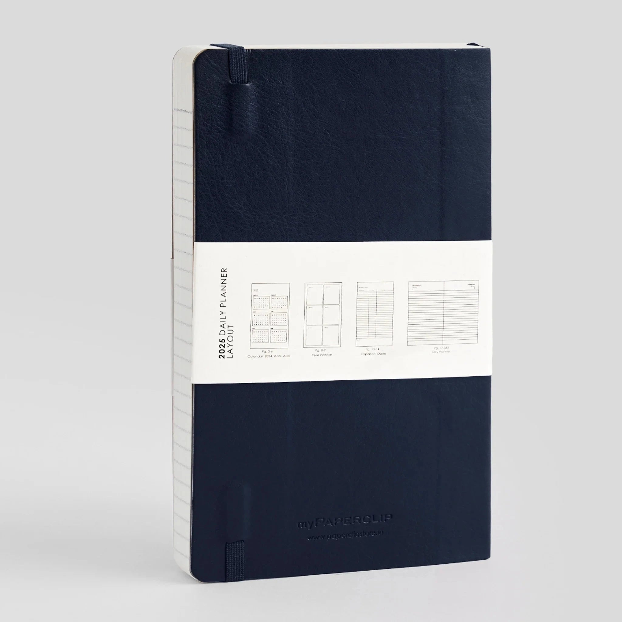 myPaperclip 2026 myPAPERCLIP Vegan Leather Daily Planner - A5 Slim, Softcover, Blue