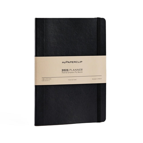 myPaperclip 2026 myPAPERCLIP Vegan Leather Weekly Planner + Notebook - A5, Softcover, Black