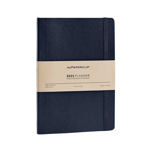 myPaperclip 2026 myPAPERCLIP Vegan Leather Weekly Planner + Notebook - A5, Softcover, Blue