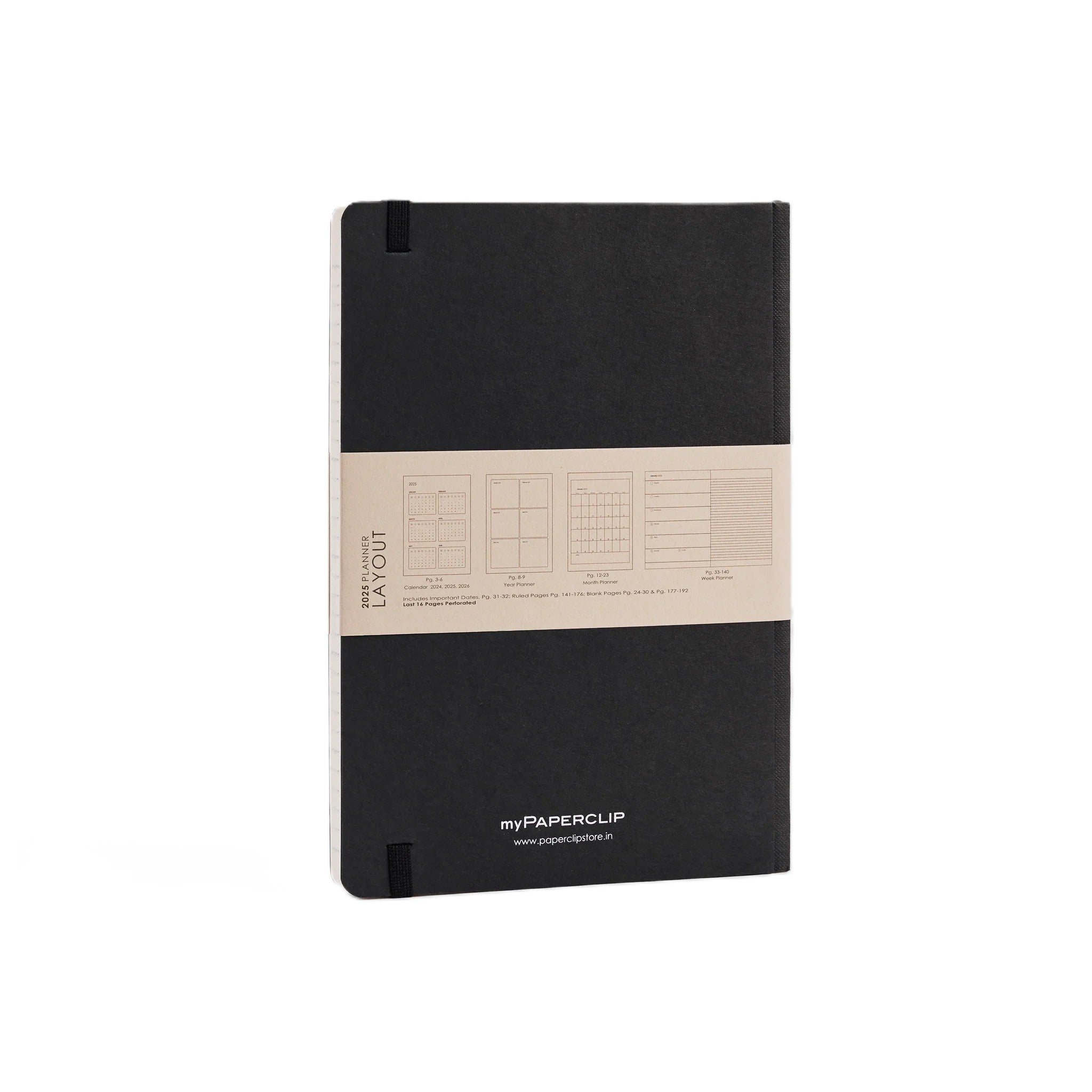 myPaperclip 2026 myPAPERCLIP Weekly Planner + Notebook - A5, Hardcover, Black / Black Spine