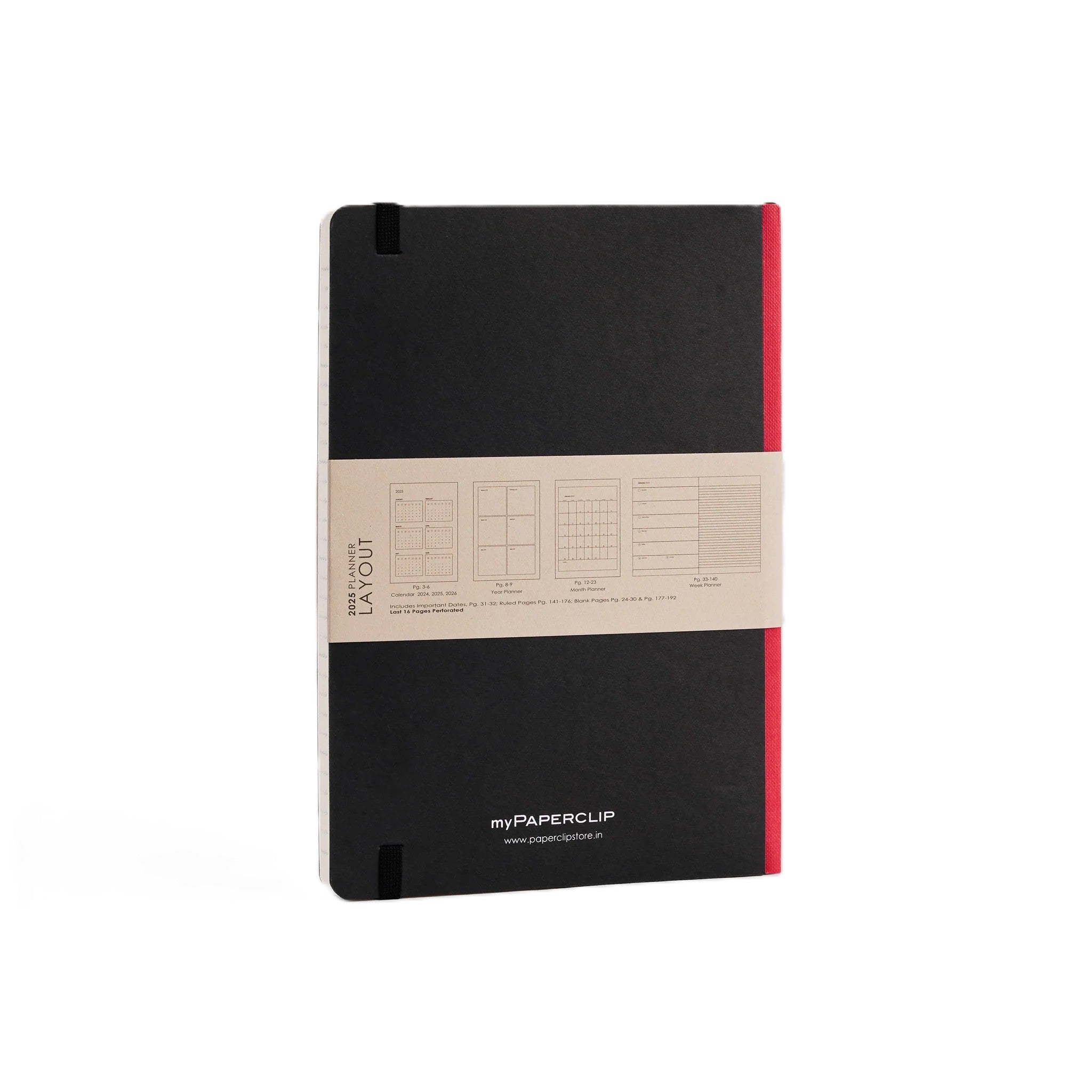 myPaperclip 2026 myPAPERCLIP Weekly Planner + Notebook - A5, Hardcover, Black / Red Spine
