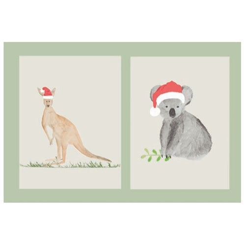 Paper Street Card Co. Paper Street Boxed Christmas Cards - Santa Kangaroo & Santa Koala