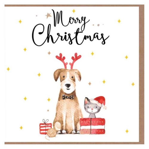 Paper Street Card Co. Paper Street Christmas Card - Cat and Dog