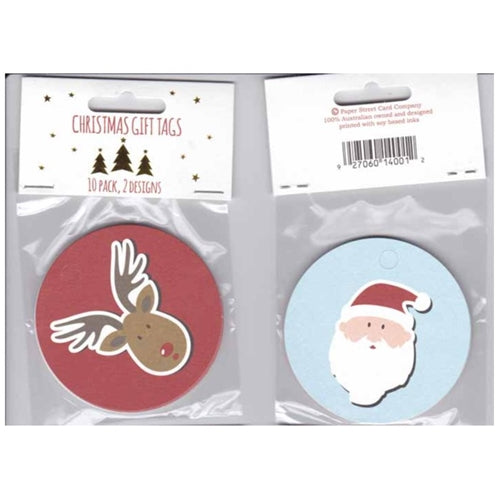 Paper Street Card Co. Paper Street Christmas Gift Tags - Santa and Rudolf, Pack of 10
