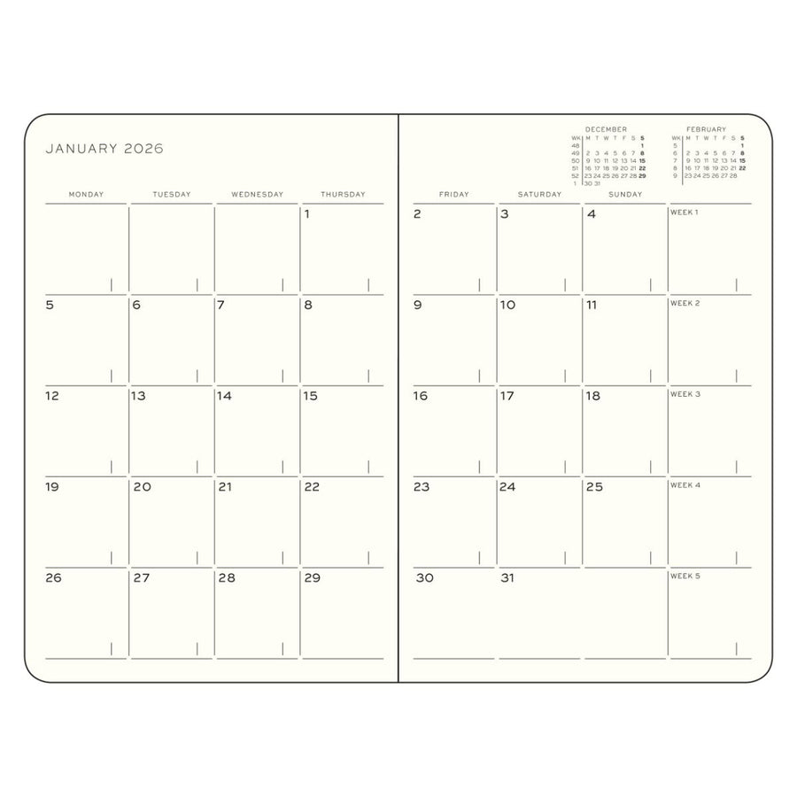 Paperpoint 2026 Leuchtturm 16-Month Monthly Planner + Notebook - B6+, Softcover, Ink