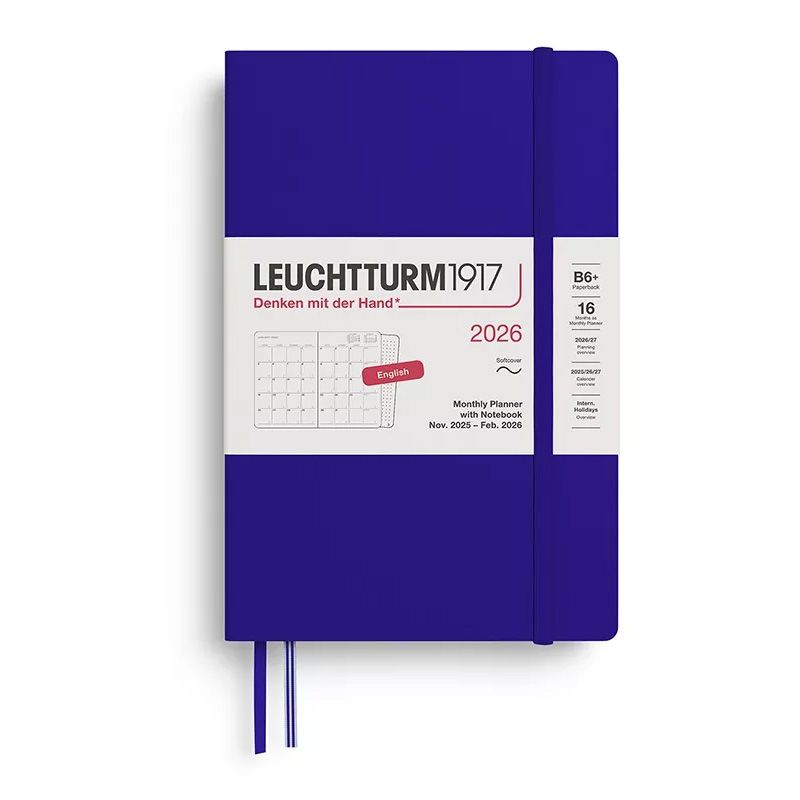 Paperpoint 2026 Leuchtturm 16-Month Monthly Planner + Notebook - B6+, Softcover, Ink